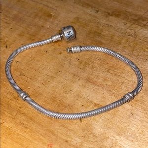 Pandora sterling silver bracelet with barrel clasp